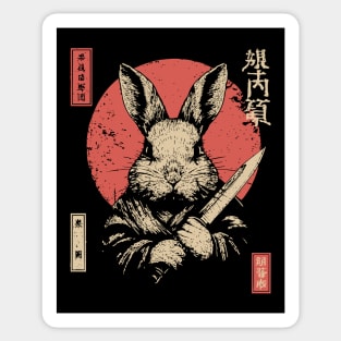 Killer Rabbit Ronin in Vintage Japanese Style Sticker